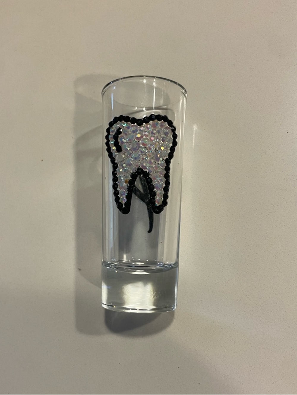 Dental 🦷 Tooth Dentistry Orthodontist Shot Glass With Rhinestones Handmade - Picture 3 of 4